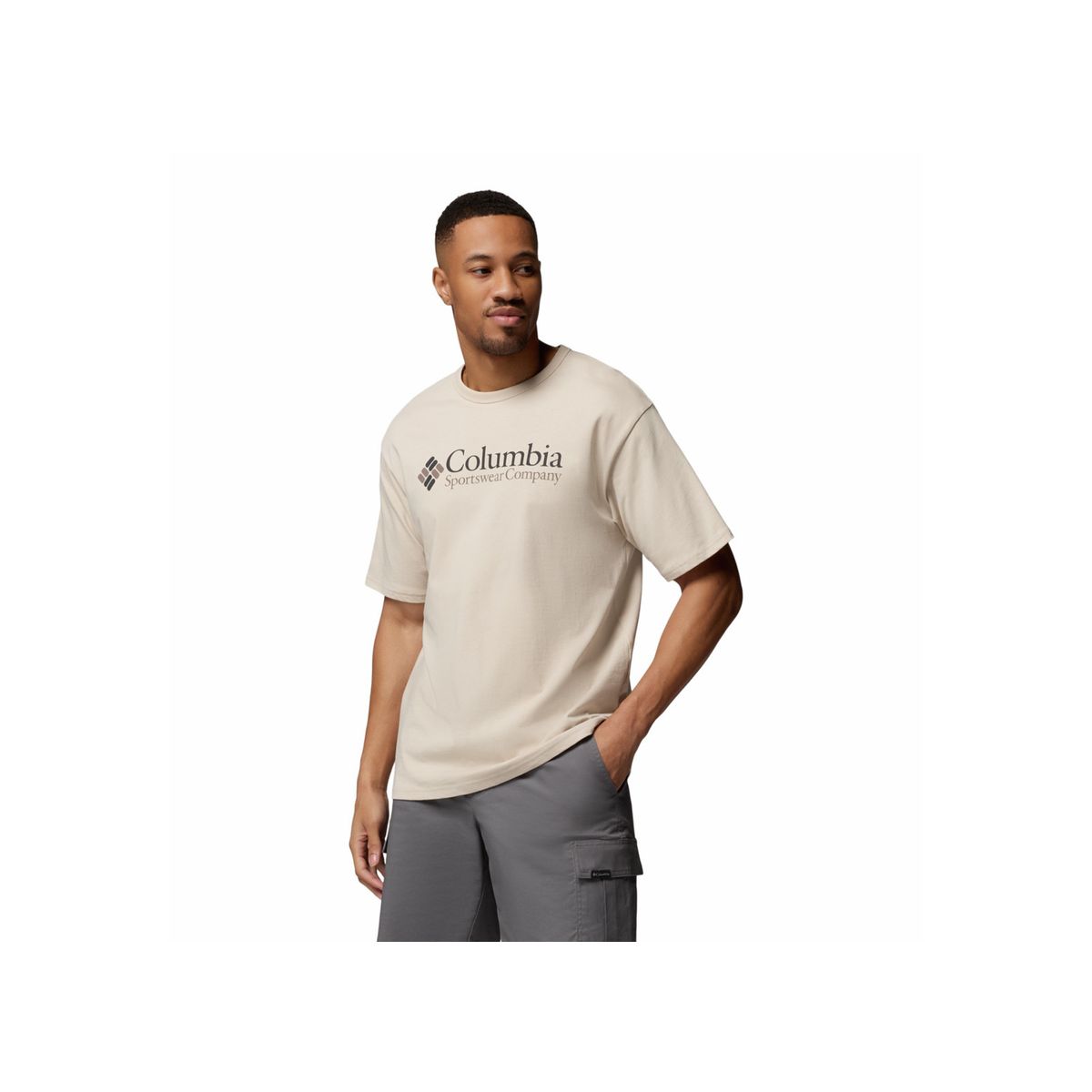 COLUMBIA - Camiseta Hombre Columbia CSC HEAVYWEIGHT LOGO Beige COLUMBIA