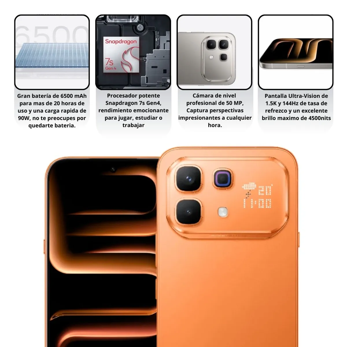 INFINIX - Celular INFINIX NOTE 60 Pro 5G 256GB/8+8GB RAM - Naranja