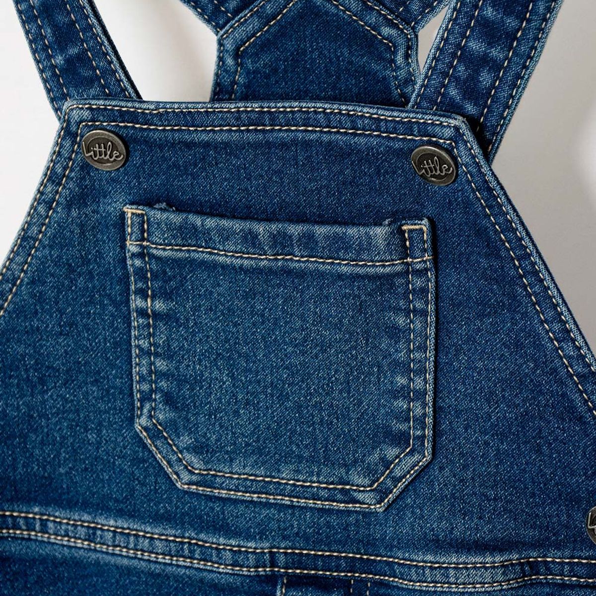 LITTLEMIC - Overall de Littlemic denim azul para bebé unisex