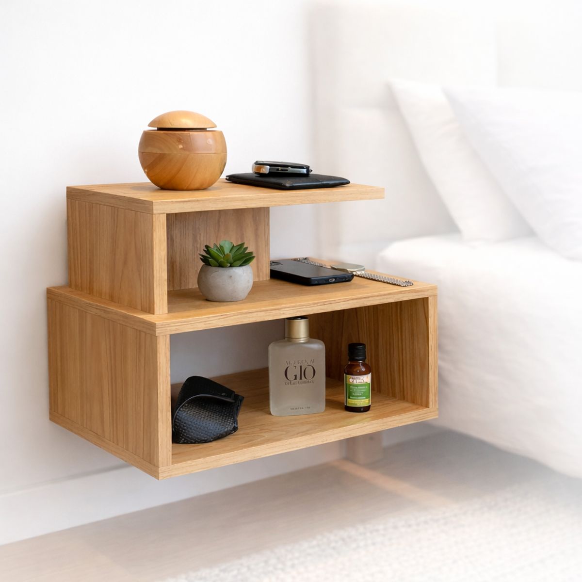 GENERICO - Mesa de Noche Flotante AURA  – Diseño Moderno para Dormitorio