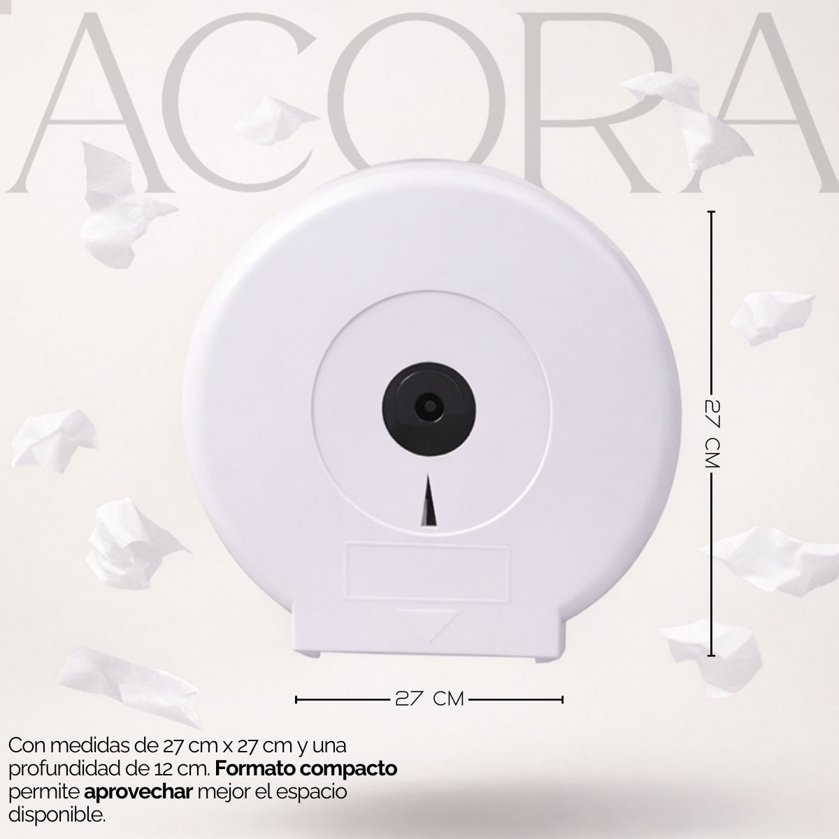 TECH - Dispensador De Papel Higiénico Antirrobo Acora 250metros Abs