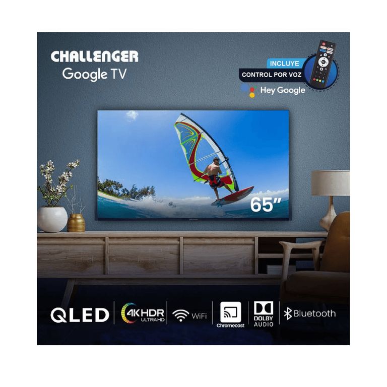 Televisor Challenger 65 164 cm 4K QLED GOOGLE TV QLED65KG290 BTGOOGLE