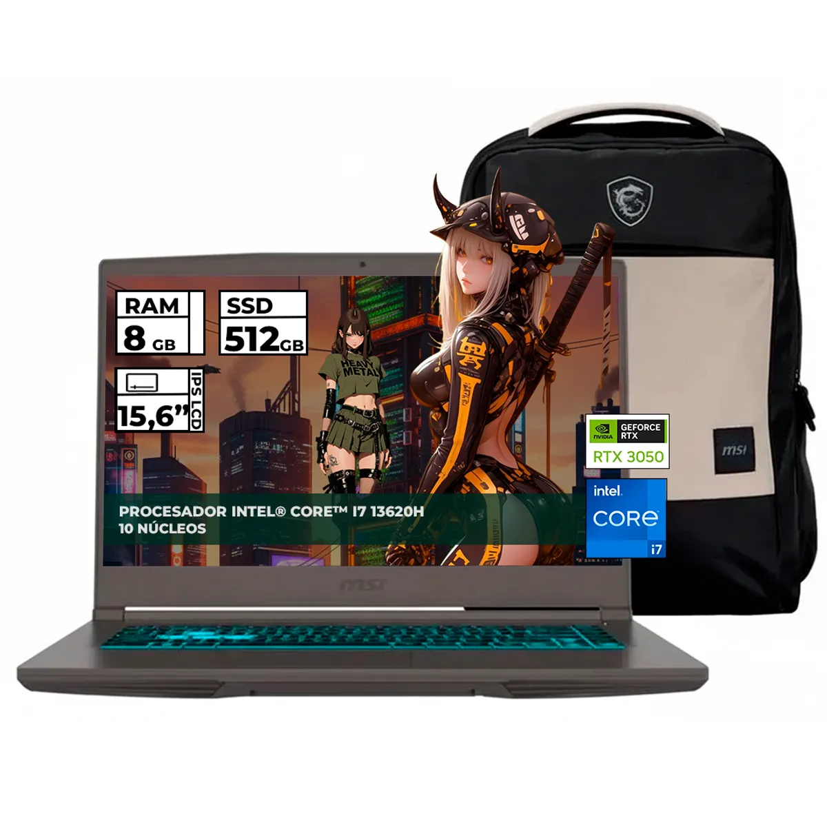 MSI - PORTÁTIL GAMER MSI THIN 15 CORE I7 13620H RTX 3050 8GB 512GB SSD 15.6" 144HZ