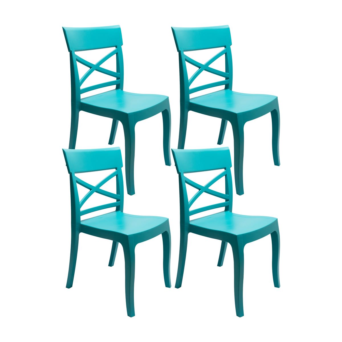 BOXBIT - Set de 4 Sillas Exterior Florencia Sin Brazos - Turquesa