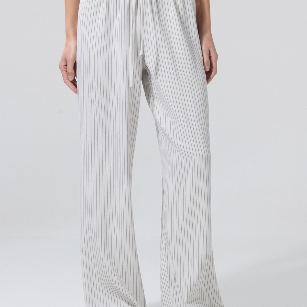 KOAJ - KOAJ Pantalón palazzo tiro alto crema con rayas y bota ancha Mujer