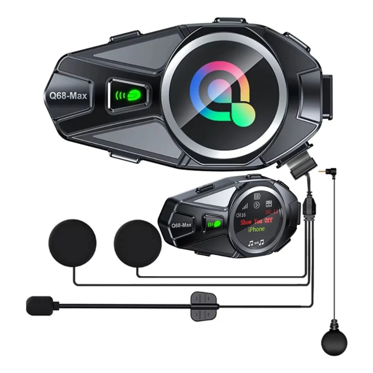 GENERICO - Intercomunicador Q68-max Casco Moto Bluetooth Fm Combo X2