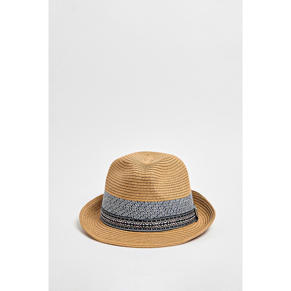 KOAJ - KOAJ Sombrero panamá café claro con tejido en contraste Hombre