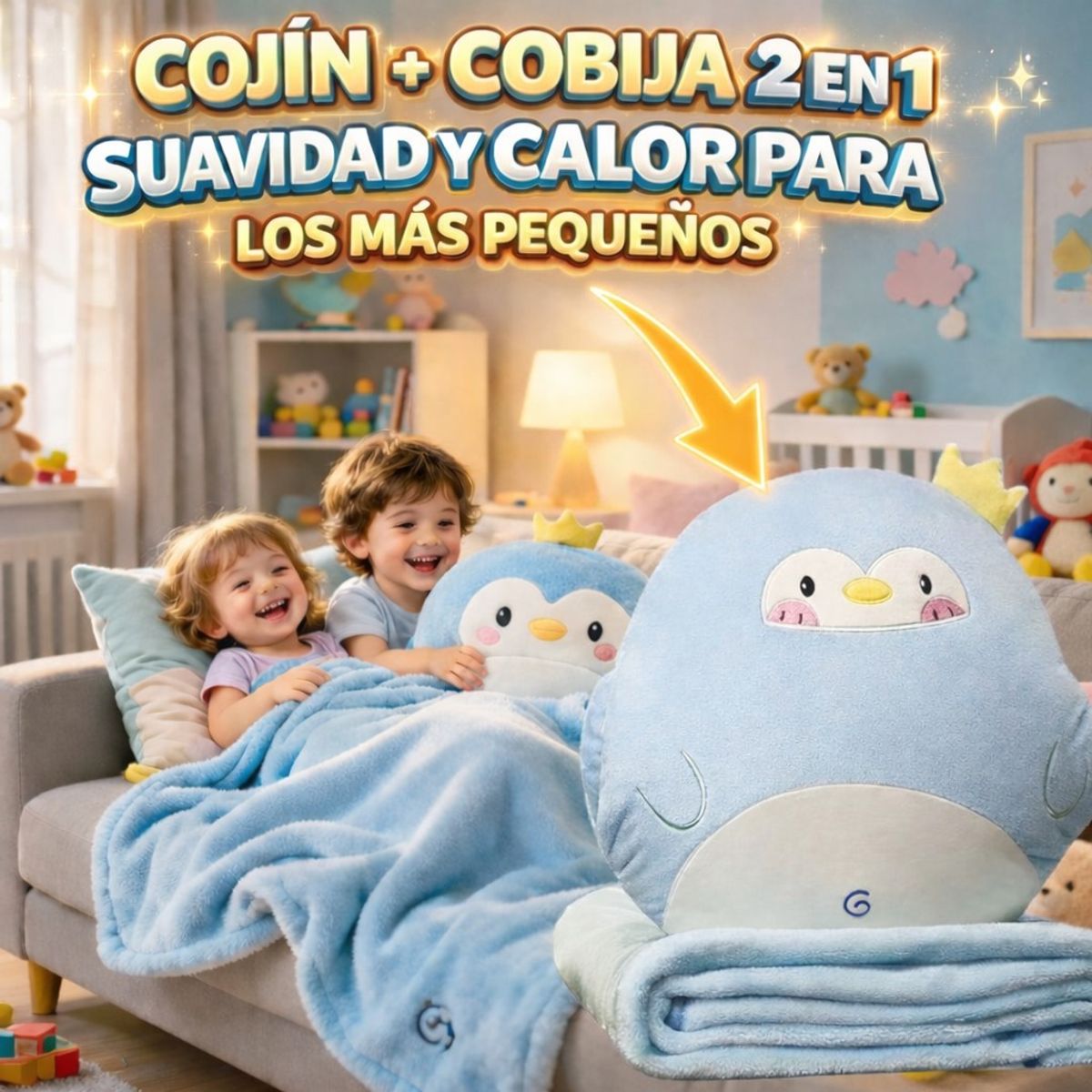 BEBESITOS - PELUCHE CON COBIJA PARA NIÑOS REGALO PERFECTO 2 EN 1