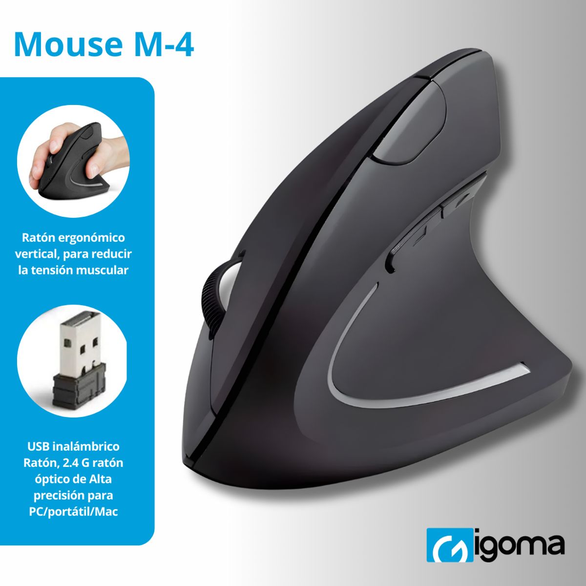 IGOMA - Mouse Ergonomico Inalambrico IGOMA M-4