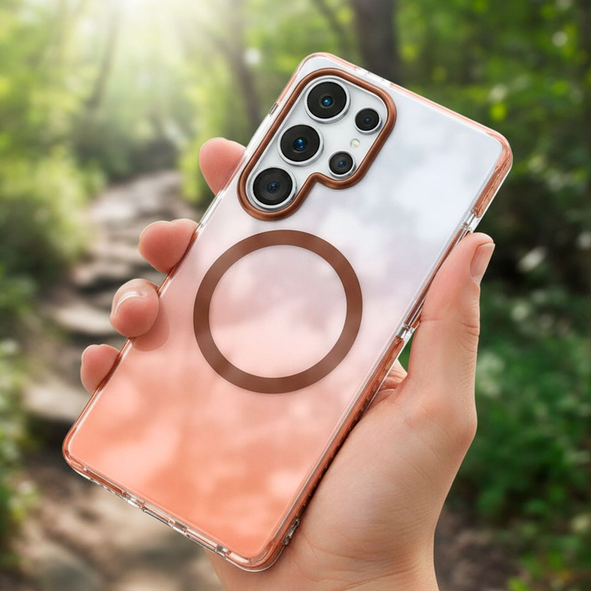 GENERICO - Estuche ColorTech Degrade MagSafe compatible con Samsung S26 Ultra Oro Rosa