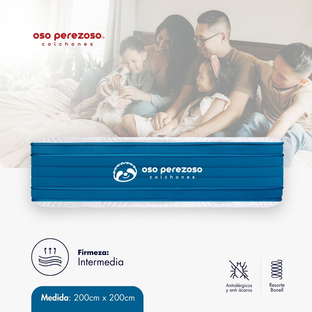 OSO PEREZOSO - Colchón American Black+ King 200cm 200cm - Ortopédico Resortado - Firmeza Intermedia.