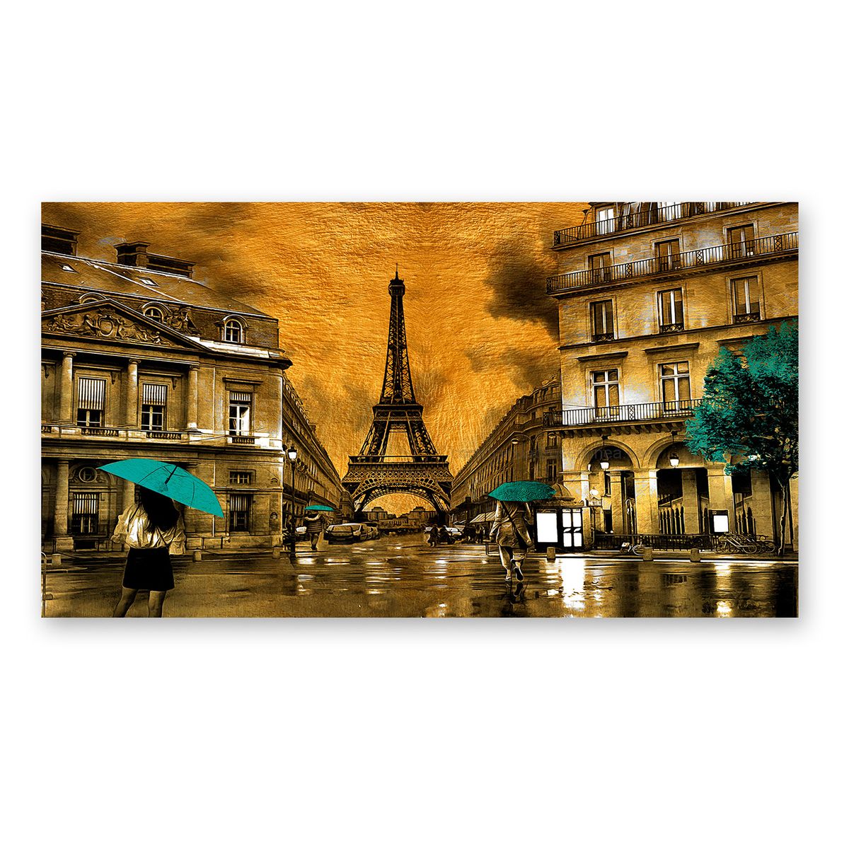 GENERICO - Cuadro decorativo París Torre Eiffel tonos dorados 120x70 cm