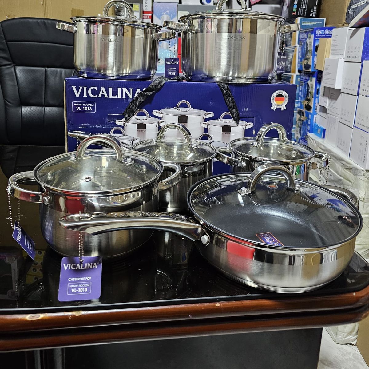 GENERICO - Batería de ollas en acero quirúrgico para cocina 12 piezas
