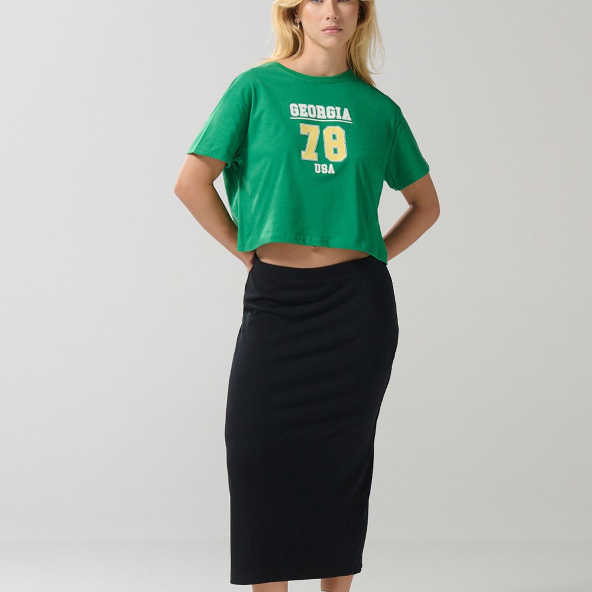 KOAJ - KOAJ Camiseta para mujer manga corta unicolor, crop top cuel Mujer