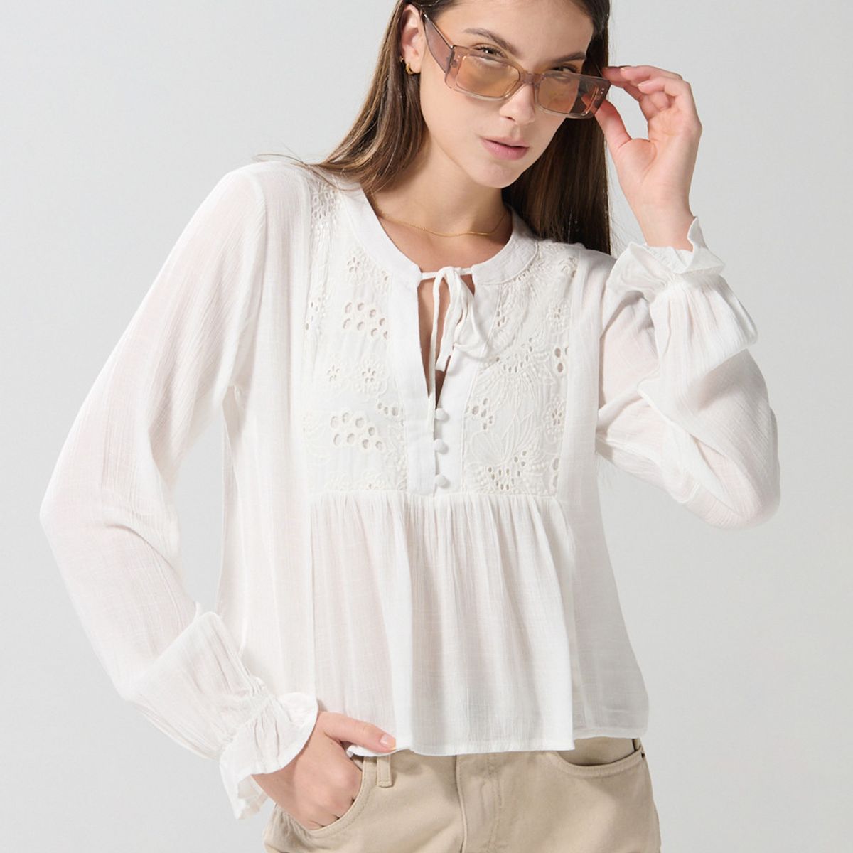 KOAJ - KOAJ BLUSA EN RAYON/UNICOLOR/NERU /CORDON/ ML /PUÑO ELASTICO Mujer