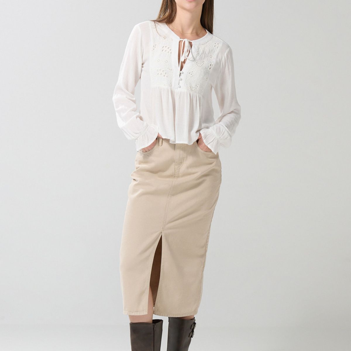 KOAJ - KOAJ BLUSA EN RAYON/UNICOLOR/NERU /CORDON/ ML /PUÑO ELASTICO Mujer