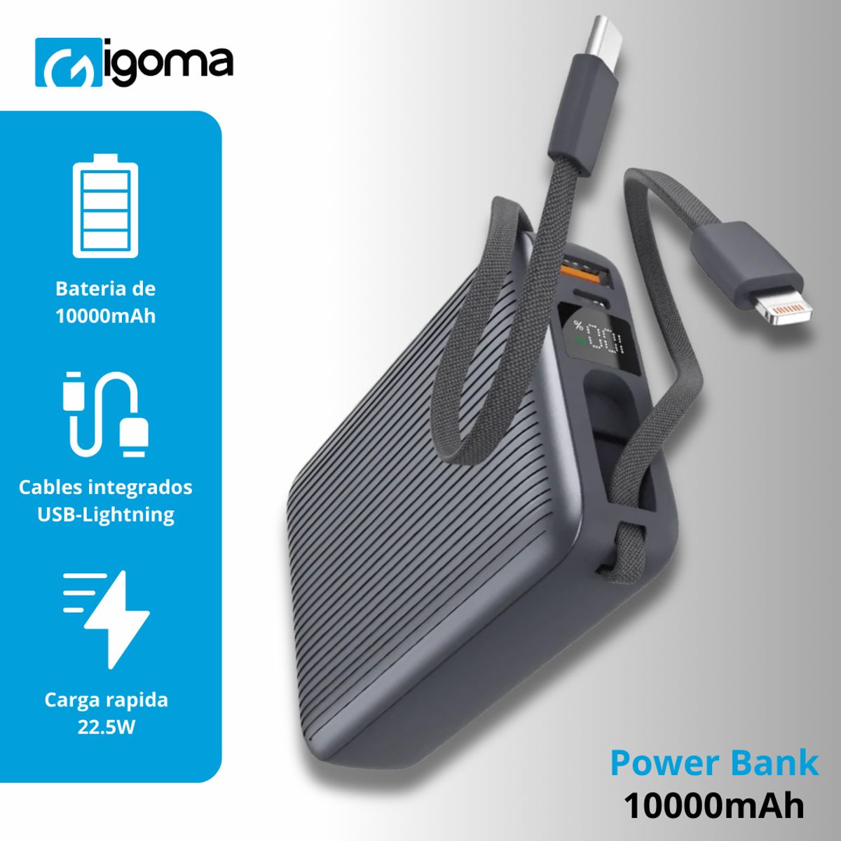 IGOMA - Bateria Portatil IGOMA De 10000mAh PW-1012 - Negra