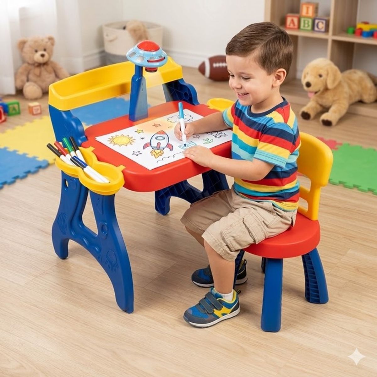 GENERICO - Escritorio Mesa Proyector con Silla Infantil Niño Armaty