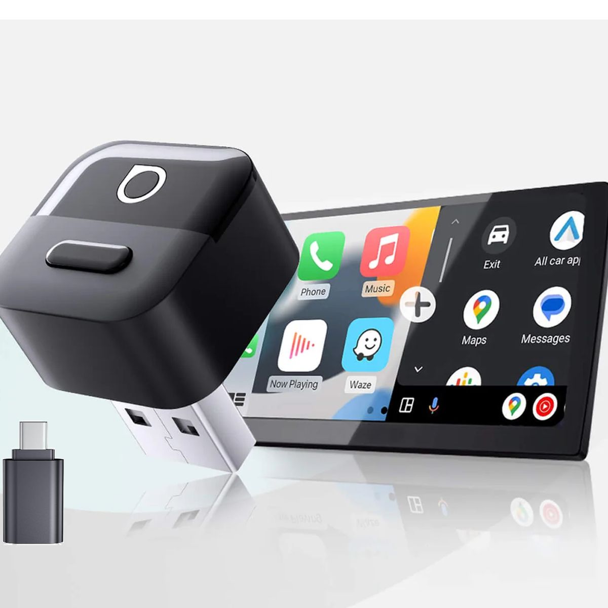 OTTOCAST - Adaptador inalámbrico CarPlay y Android Auto 2 en 1 Dongle Wifi 6 Bluetooth 5.4 para Vehiculos