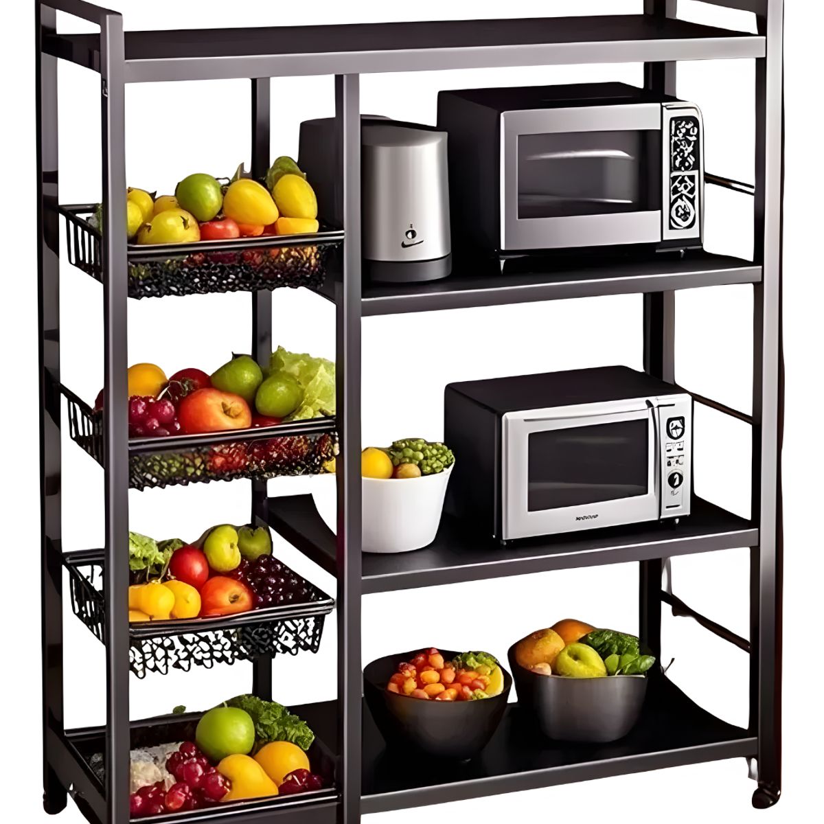 GENERICO - Organizador Mueble Carrito Cocina Hogar Elegante Acero Negro