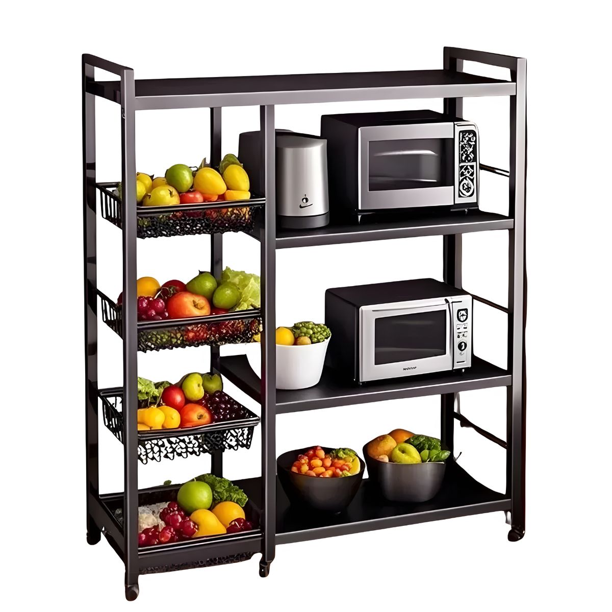 GENERICO - Organizador Mueble Carrito Cocina Hogar Elegante Acero Negro