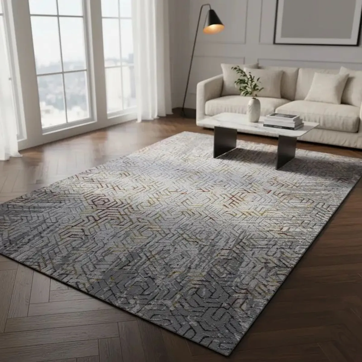 MITAPETE COM - Tapete Alfombra Decorativo Sala 160 X 230cms Gris Multicolor