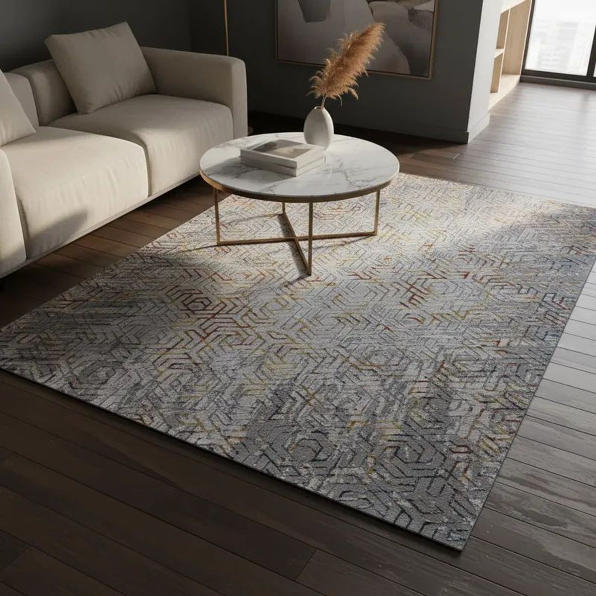 MITAPETE COM - Tapete Alfombra Decorativo Sala 160 X 230cms Gris Multicolor