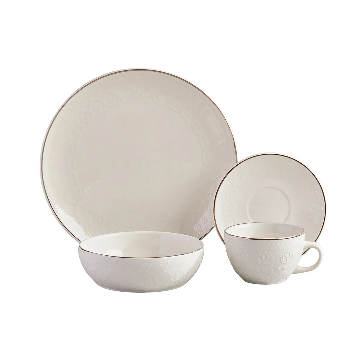 CORONA - Vajilla Corona Harmony Plateado 4 puestos 16 piezas