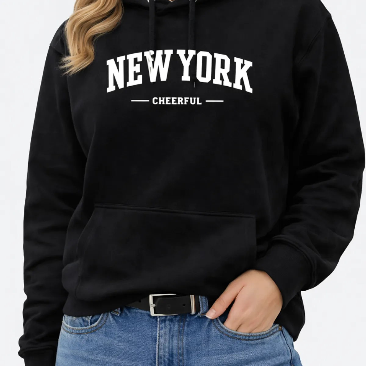 URBAN PLUS - buzo hombre y mujer estampado negro hoddie
