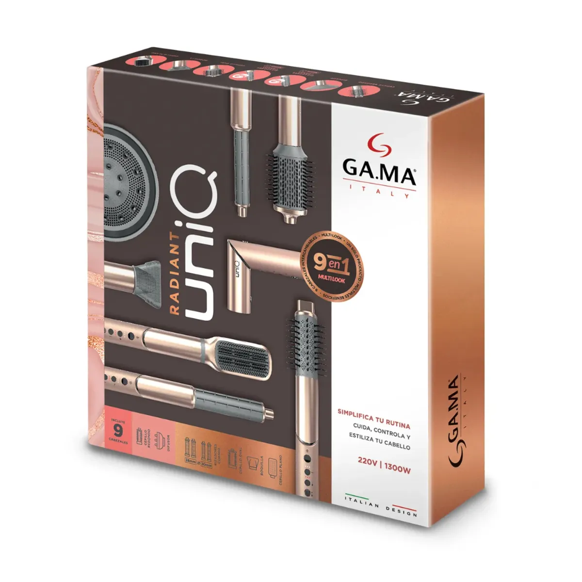 GENERICO - Multiestilizador GAMA Uniq - 9 Accesorios - Alisa, Seca y ondula