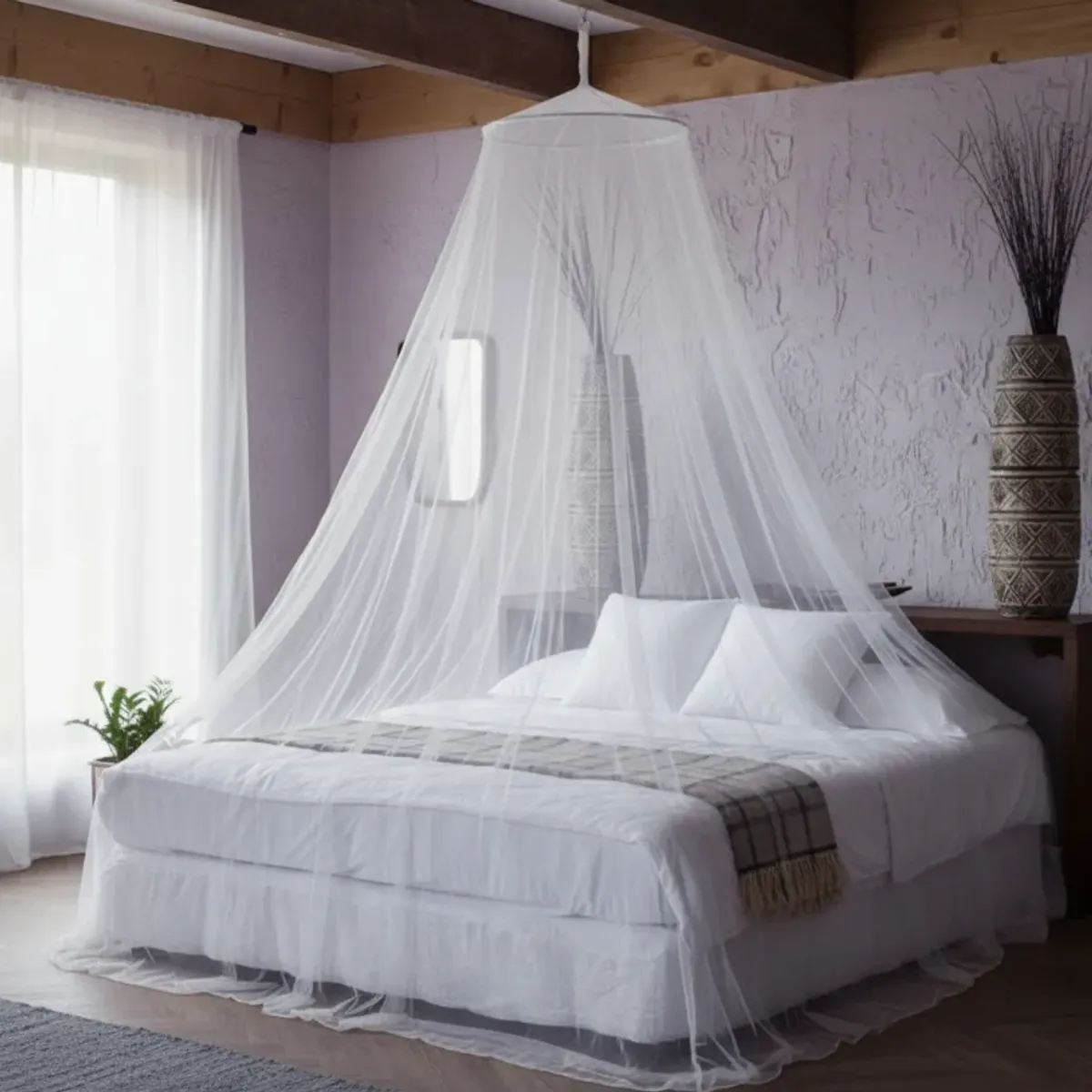 OEM - Toldillo Mosquitero Copa Redonda Cama Doble Blanco