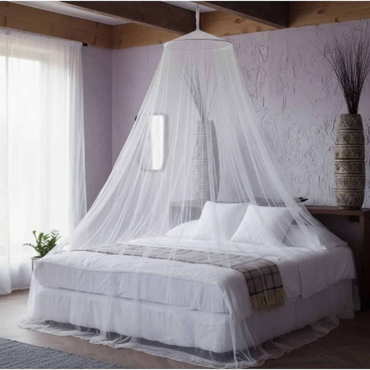 OEM - Toldillo Mosquitero Copa Redonda Cama Doble Blanco