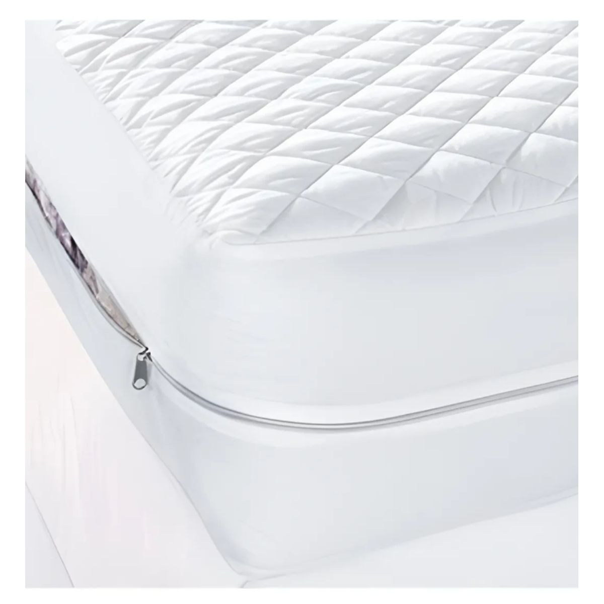 OEM - Forro Protector Colchon Acolchado Con Cremallera Blanco Cama Semidoble