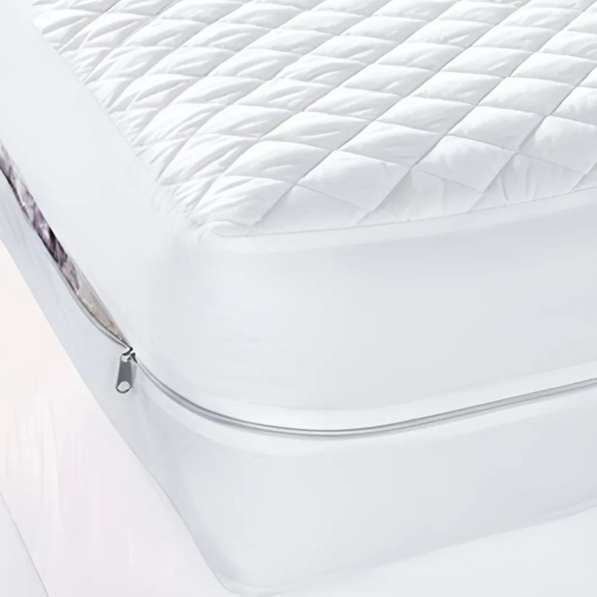 OEM - Forro Protector Colchon Acolchado Con Cremallera Blanco Cama Doble