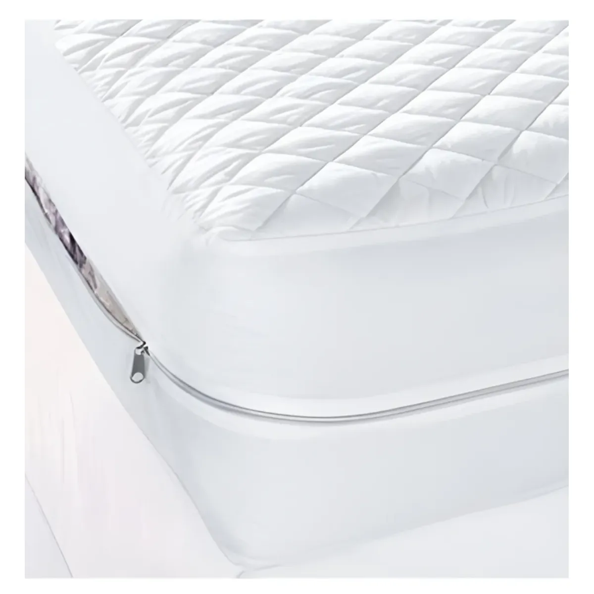 OEM - Forro Protector Colchon Acolchado Con Cremallera Blanco Cama Doble