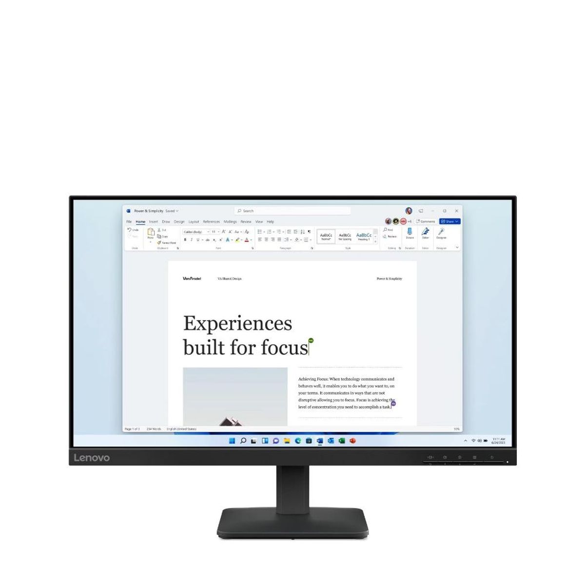 Lenovo - Monitor Lenovo de 23.8 Pulgadas  L24-4e , Pantalla sin bordes, HDMI y VGA