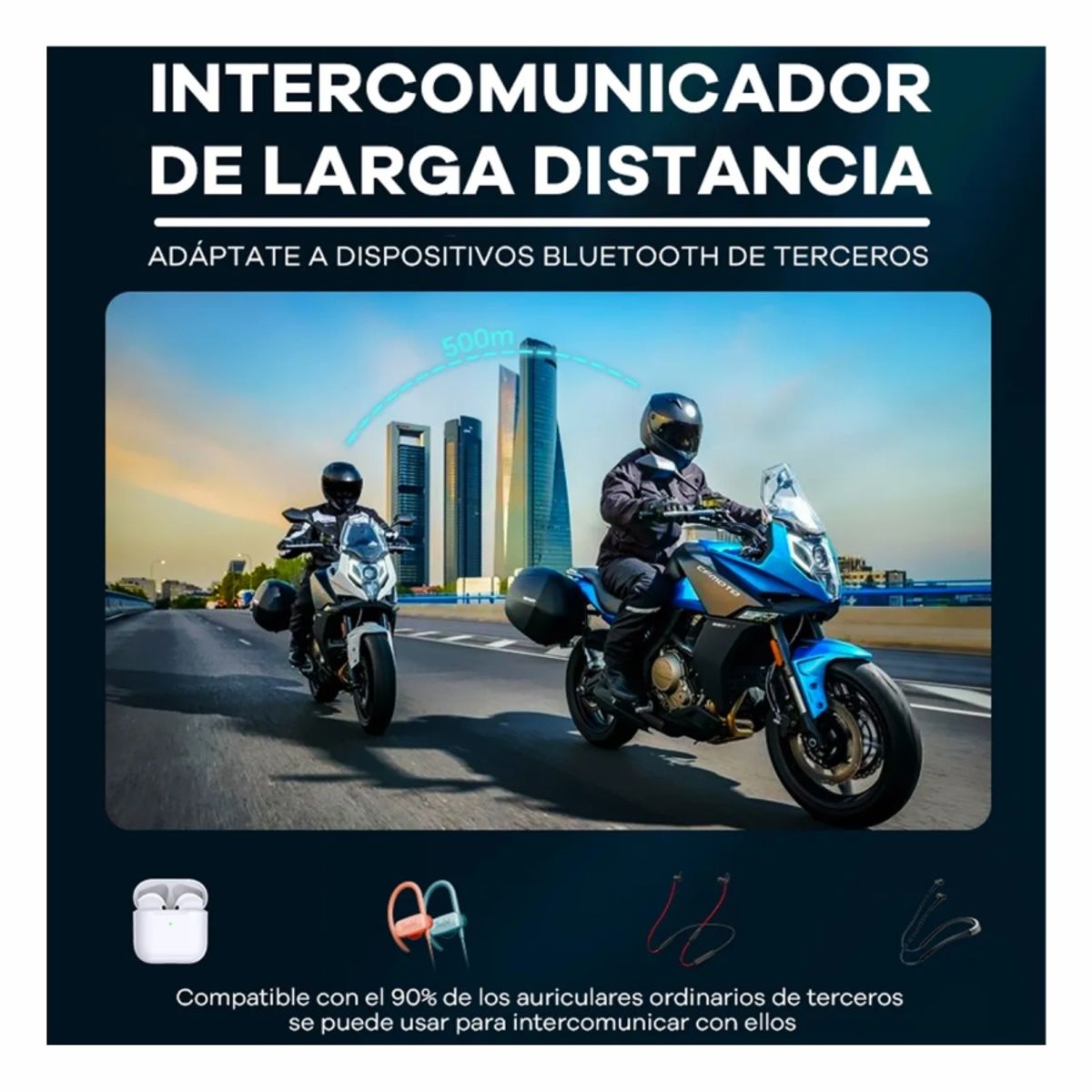 GENERICO - Intercomunicador Y12 Pro Bluetooth para Casco de Moto con Radio FM y Música Simultánea