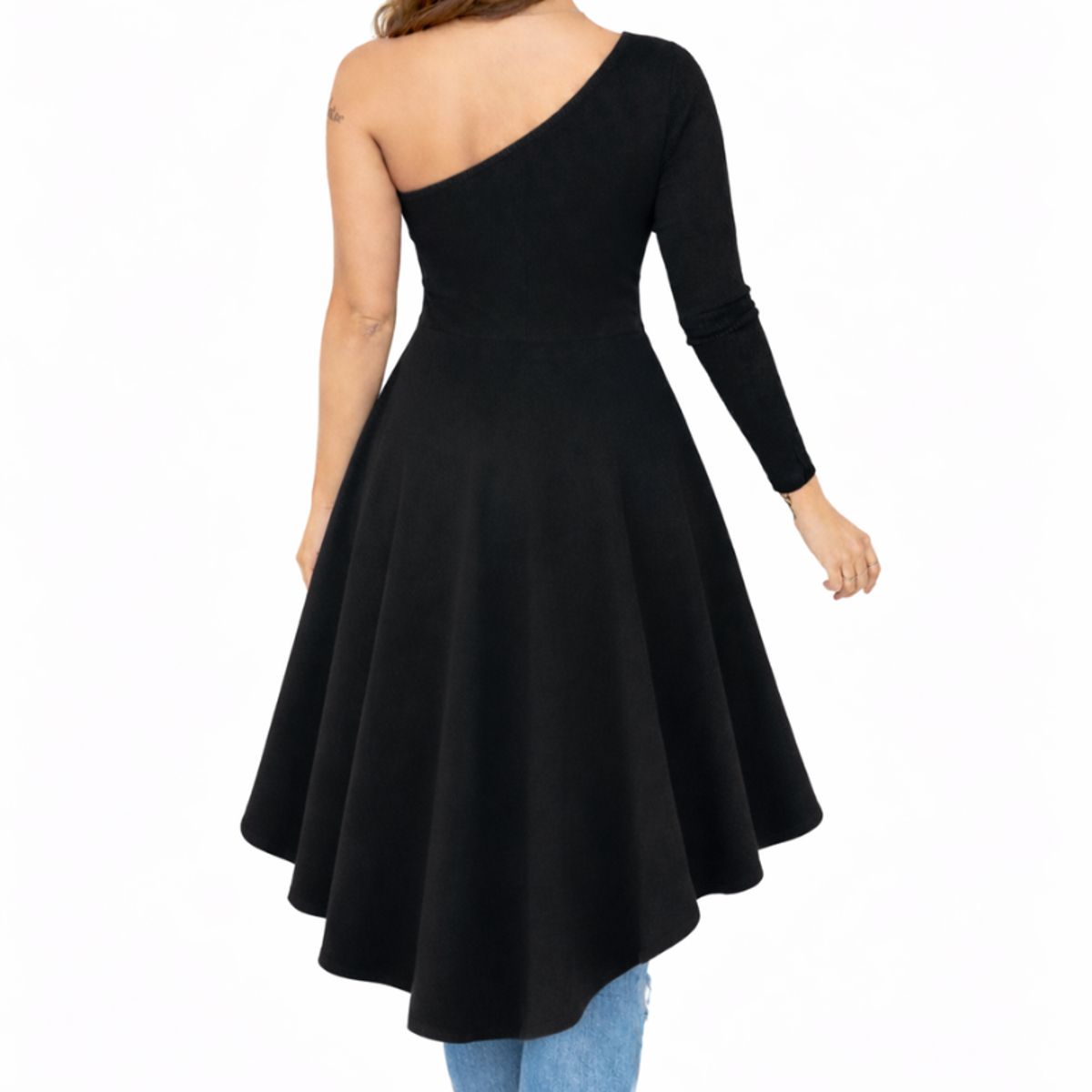 NEGRELI - Blusa Asimétrica Mujer Elegante Manga Larga Cola Larga Tipo COLA DE PATO