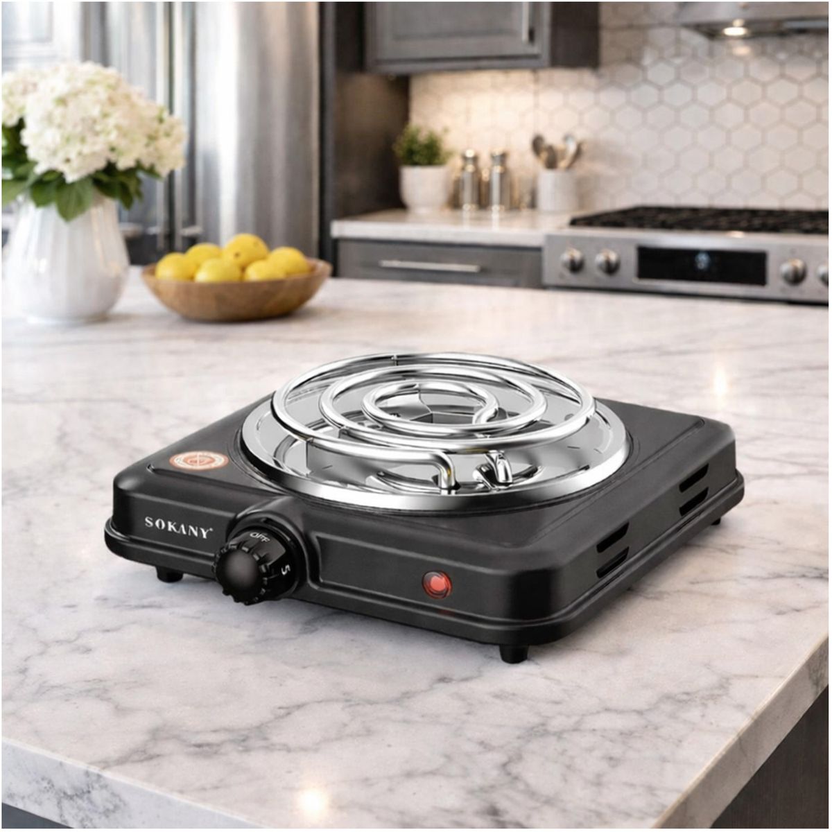 ONE PIXEL - Estufa Portatil Electrica Un Puesto Compacta Para Calentar Alimentos Con Perilla