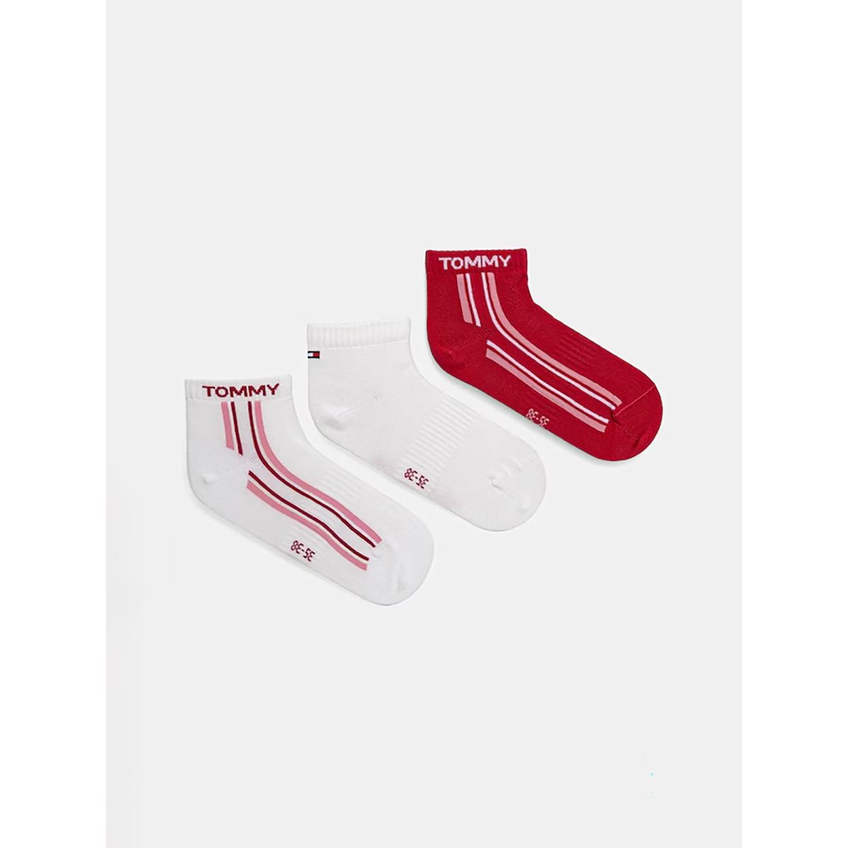 TOMMY HILFIGER - Pack rosa de tres pares de medias tobilleros para niños Tommy Hilfiger