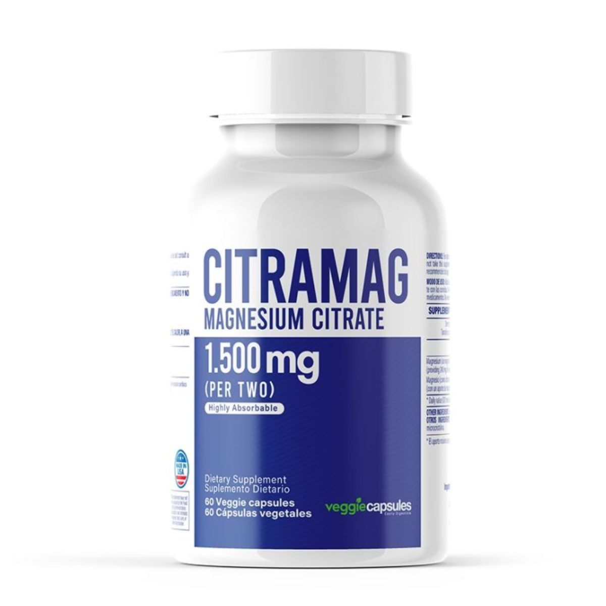 HEALTHY AMERICA - Citrato de Magnesio Citramag 1500mg 60 Caps Healthy America