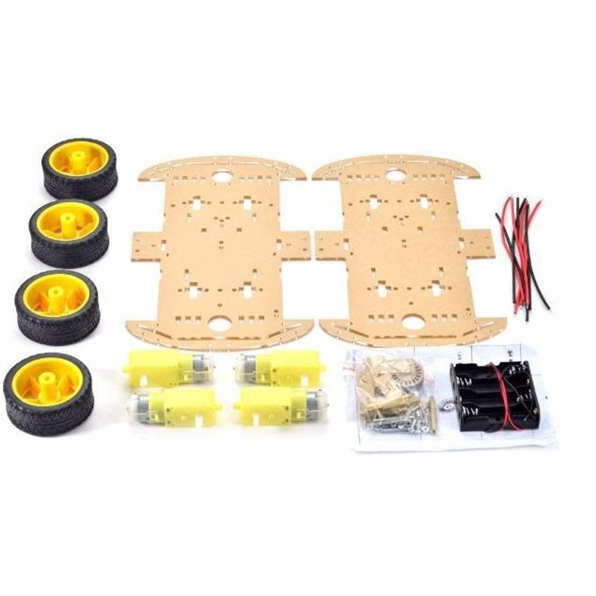 GENERICO - Kit Chasis 4 Llantas  Plataforma completa para robots móviles - 4WD