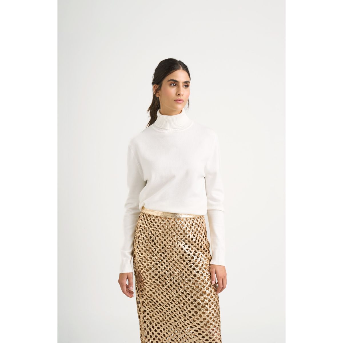 VELEZ - Vélez Sweater Tejido Básico Maqui Para Mujer Cuello Tortuga Crema