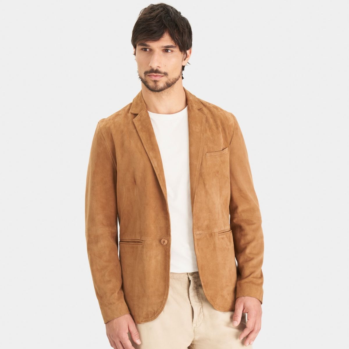 VELEZ - Vélez Blazer Niger De Gamuza Para Hombre Fit Semi Ajustado Miel