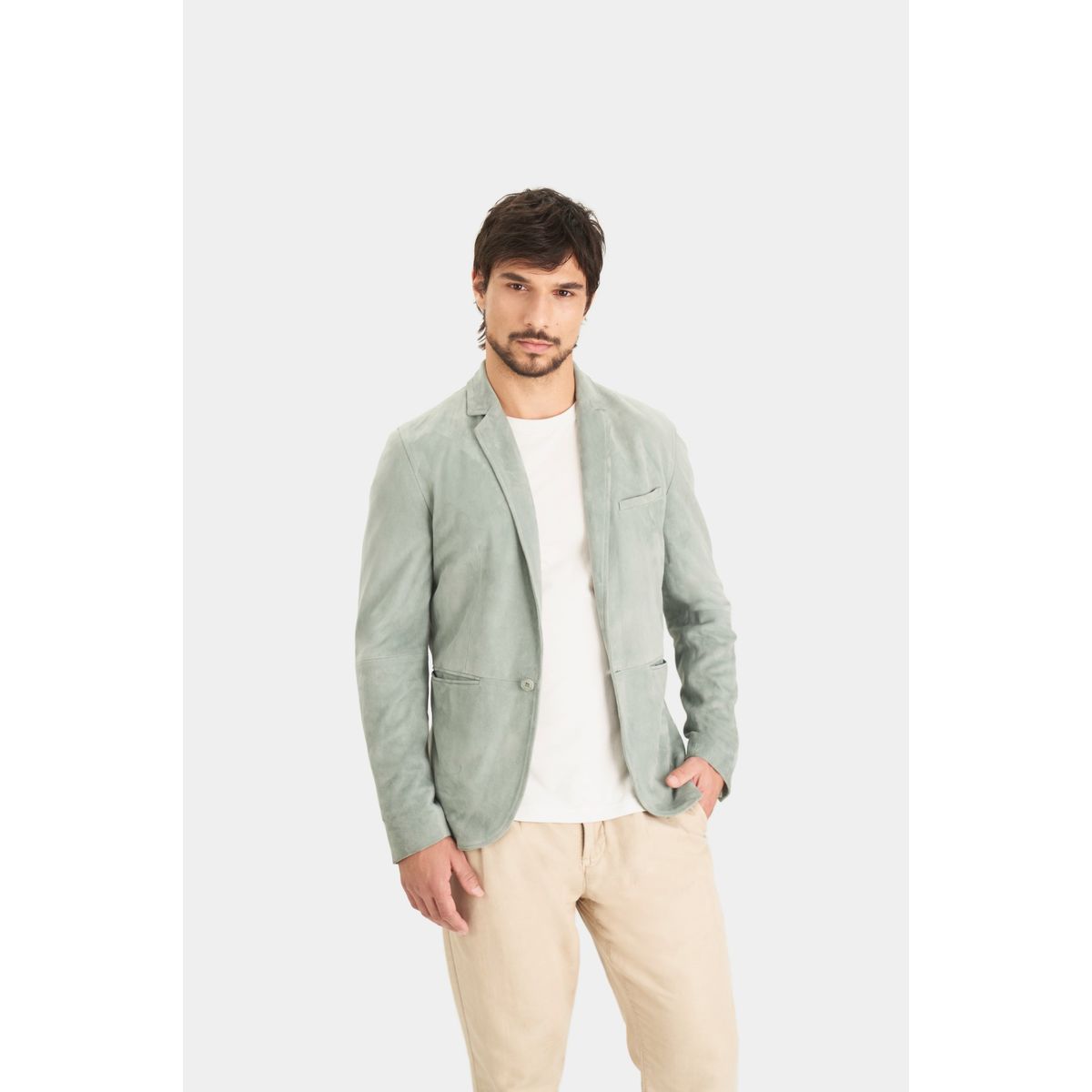 VELEZ - Vélez Blazer Niger De Gamuza Para Hombre Fit Semi Ajustado Agua Marina