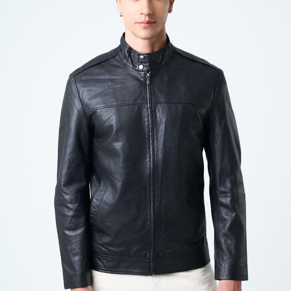 VELEZ - Vélez Chaqueta Bosa De Cuero Para Hombre Fit Semi Holgado Negro