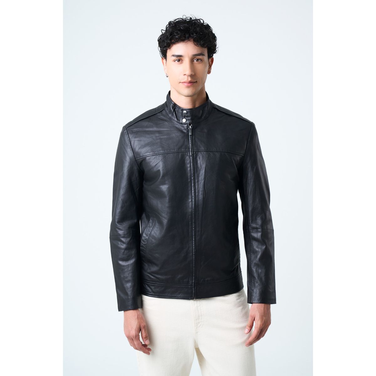 VELEZ - Vélez Chaqueta Bosa De Cuero Para Hombre Fit Semi Holgado Negro