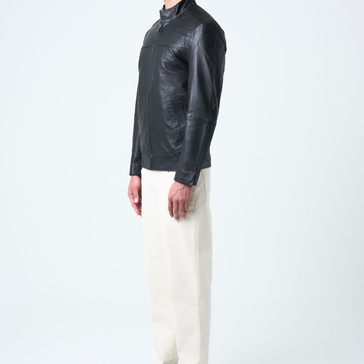VELEZ - Vélez Chaqueta Bosa De Cuero Para Hombre Fit Semi Holgado Negro