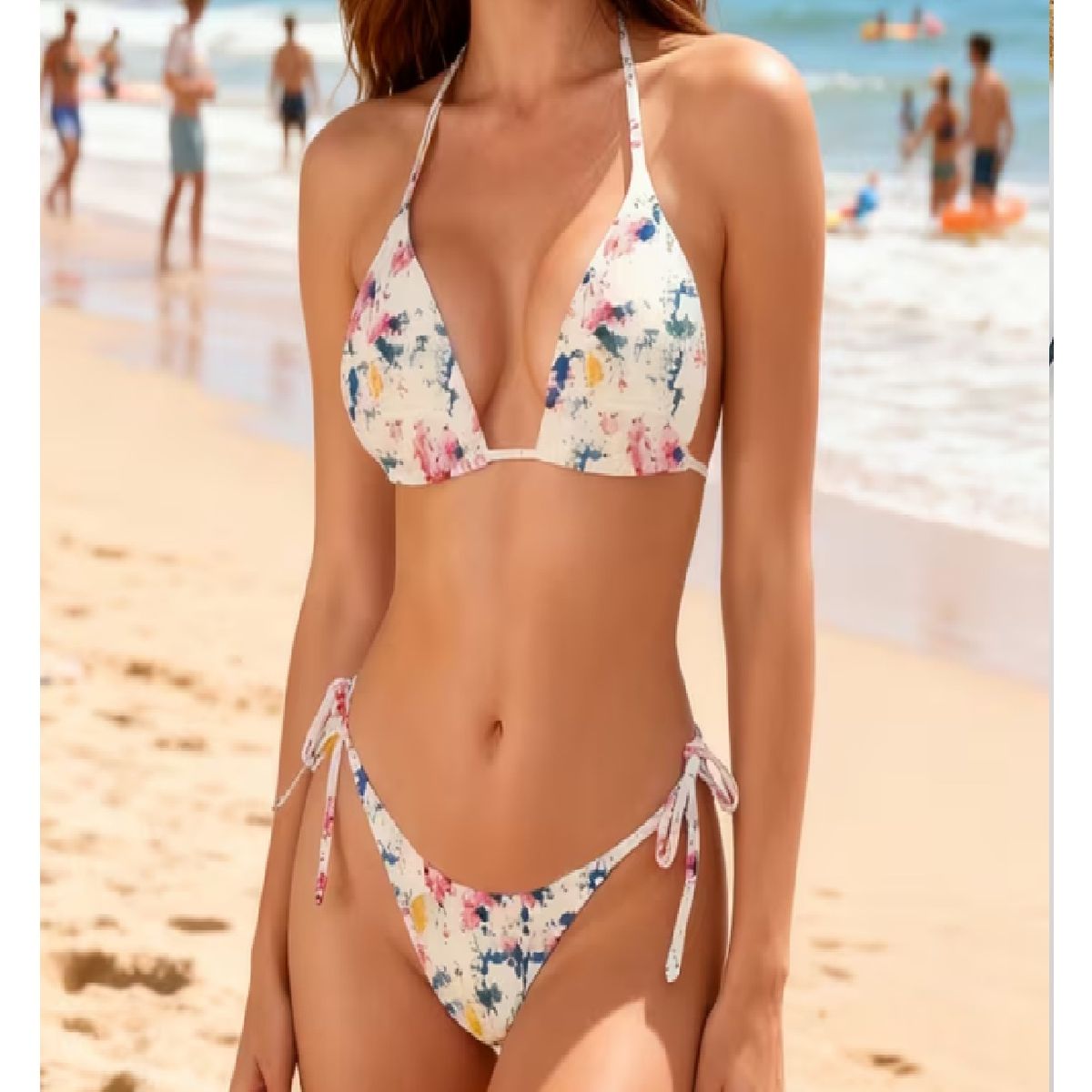 GENERAL - Vestido De Baño Mujer Moda Europea Estampado Blanco Flores