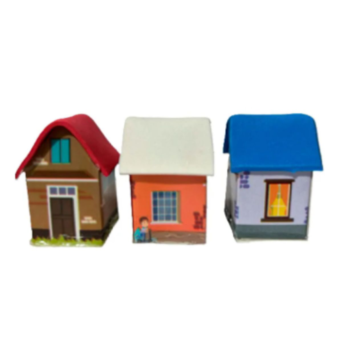 GENERICO - Figura Maqueta Casas Med 2.5x3x4.5cm De Carton Por 24 Und